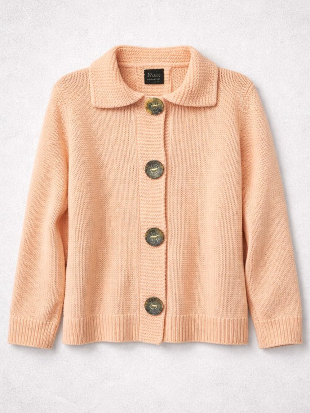 Pure Handknit Women's  Pink Button Front Collared Sweater Size S/M